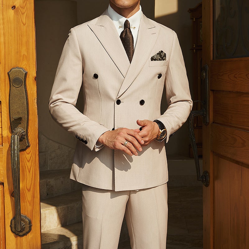 Hangzhou Men'S High-End British-Style Business Dress Suit Double-Breasted Gentleman Naples Buckle Suit - Image 2